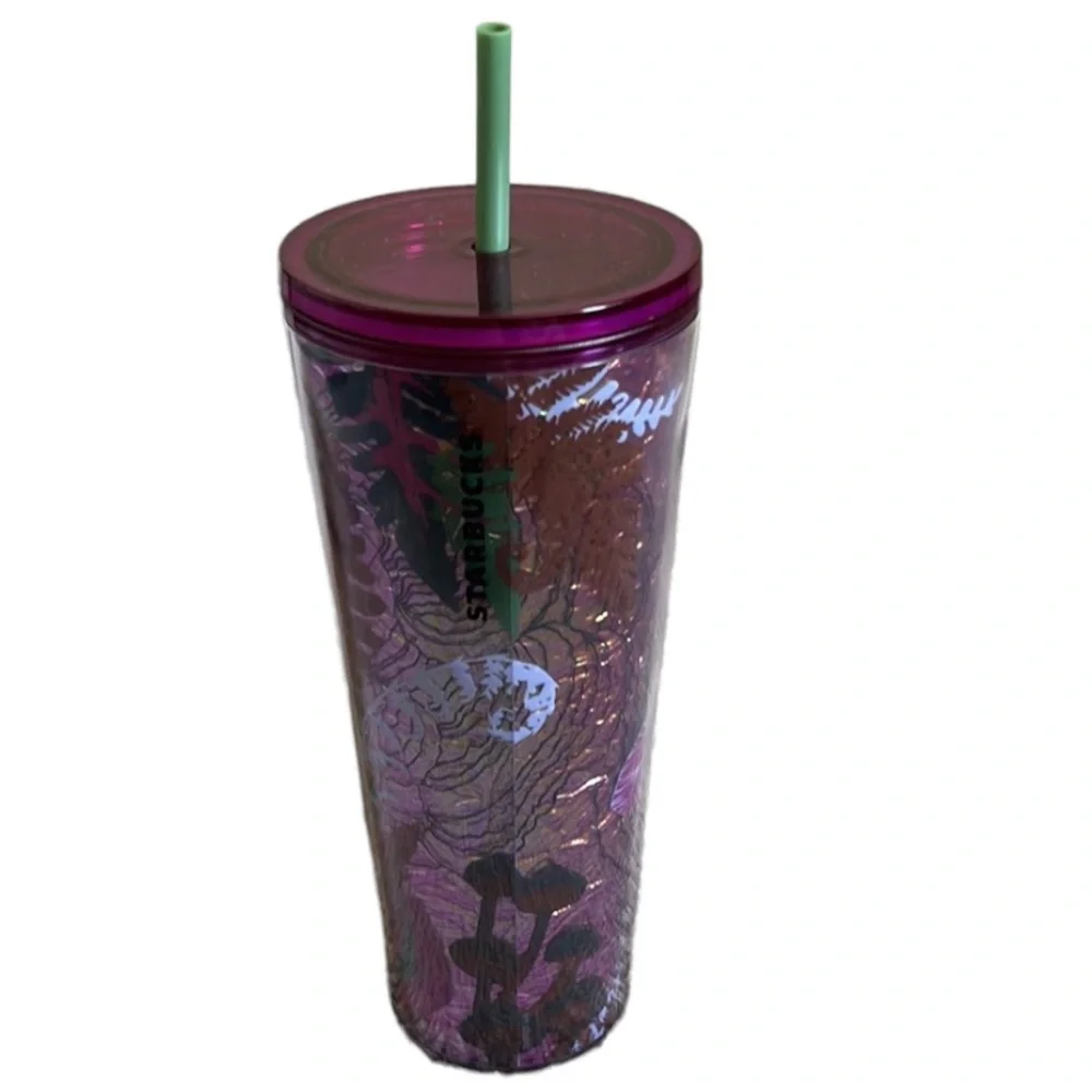 Starbucks Fall 2022 Iridescent Foil Berry Woodland Mushrooms Tumbler NEW